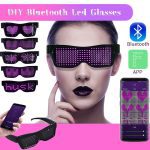 App control bluetooth led party glasses customized languages usb charge flashing luminous eyewear christmas concert sunglasses